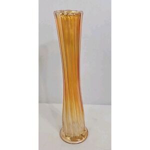 Vintage Marigold Carnival Glass Swung 9.5" Vase 1.3/4" Top Opening EUC